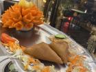 Samosas at the restaurant with a beautiful display