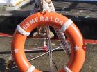 The sign that was placed in front of the ship with the ship's name the Esmeralda