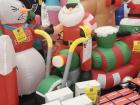 A Santa on a motorcycle inflatable