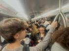 Morning commute on Rome’s Metro Line A; packed trains move thousands of people beneath the ancient city