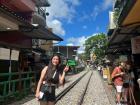 Shifen Old Street has the train go right through the city! It is so cool to walk on the tracks, and also wave at the passengers when the train goes by!
