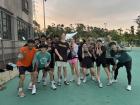 Playing volleyball with local friends in Taiwan!