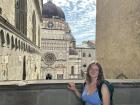 Me in front of a church in a beautiful, art-filled town called Bergamo, Italy! 