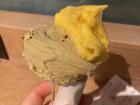 Gelato with mango and pistachio...my new favorite flavor is pistachio, because it tastes different than in the U.S.A. 