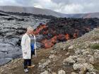 Posing with a lava flow during my 2021 trip to Iceland