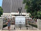 Sculpted by James Butler, it depicts freedom fighter Zanco Mpundu Mutembo breaking chains, symbolizing the nation's liberation from colonial rule