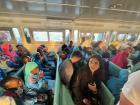 Taking boat transport with a bunch of school children