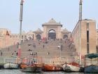 The entrance to a place of worship, accessible by boat and riding the Ganges river