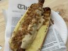 This is a sausage I bought at the Potato Festival. It included fried onions and a creamy potato sauce topping, so delicious! 
