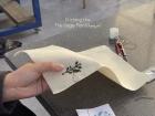 Here I am learning to stitch the sage plant motif on Aida cloth