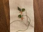 I played around with colors during the process of stitching a hawthorn plant motif 