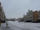 Fresh snow in the historical city Telč! Cars were sliding all over the road - good thing they had the proper tires!