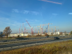 Cranes building new housing units in Germany