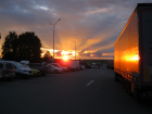 A sunset at a gas station in the Czech Republic