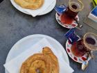A cup of Turkish chai (tea) and Boregi (a traditional Turkish pastry made of phyllo dough that is filled with cheese or meat) from my favorite cafe in Heidelberg, Zeki's Unicafe, near the Heidelberg University campus
