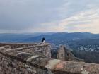 Panoramic view of the "Schwarzwald" (Black Forest) region from the "Altes Schloss" (Old Castle) in the German spa town of Baden-Baden