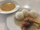 One of Alyssa's favorite meals: chicken, rice and soup