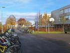 Many students bike to school, so the racks are always very full