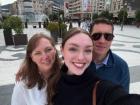 This is a selfie I took with my parents while visiting Skopje. 