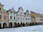 The buildings in the centre are so colorful -- here they are dusted with the snow!