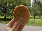 Notice the texture of the welsh cake here. It is rather brittle, and tends to break as you eat it. I enjoyed this raspberry jam welsh cake in Bute Park.