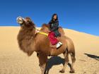 My friend Vaish riding a camel in the Mongolian desert, the camel's name was Humpty!