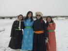 Wearing deels, which are Mongolian traditional clothing, mine was lined with lamb's wool