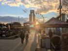 A view of the market and fair area at sunset