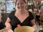 My friend Grace was excited to try our delicious fondue!