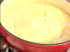 The cheese was bubbling in the pot–yum!