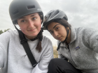 My friend Divya and I biking