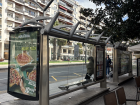 A bus stop on the street called Gran Vía, Logroño