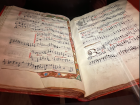 This illuminated manuscript featured music notes