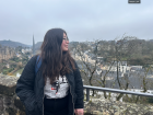 A photo of me in front of the Grund, the sunken part of Luxembourg city