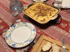 An example of a typical French family dinner:  a gratin made with lots of cheese and cream. 