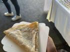 A delicious crêpe from the Marché de Noël (Christmas Market) with butter and sugar.