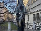 Kafka is so famous in Prague that they have multiple statues dedicated to him, many reference his writing, like this one which is about his story, "Description of a Struggle"