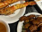 Satay with shrimp and meat
