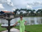 Norma in front of a fishing pond here in Dourados