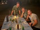 Dinner with Zack and Alex while on safari in South Luangwa National Park. Each evening we ate outdoors, with animals sometimes moving through the trees nearby.