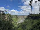 The historic bridge spanning Zambia and Zimbabwe, linking two countries across the gorge.