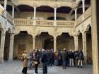 Tourists inside a historical building in Salamanca
