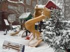 A very empty playground sits in the neighborhood while everyone stays inside, waiting out the snow.