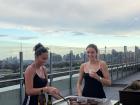 Making burgers on the rooftop of our dorm building
