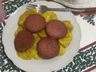 A popular Dominican dish of salami and fried plantains!