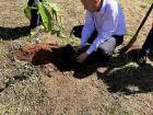 My neighbor, a school director, planting trees we gave him from the training center