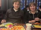 Roman and his mom eating sushi