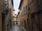 A typical rainy day here in Siena, featuring my street! 