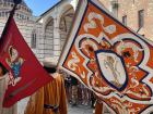 Leocorno (unicorn) flag during a pre-Palio parade