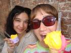 My friend Chiara and I having some delicious fruit gelato (strawberry, raspberry and mango)!